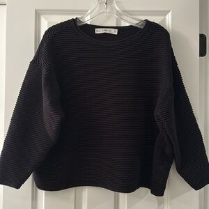 Zara Knit Black Ribbed Sweater